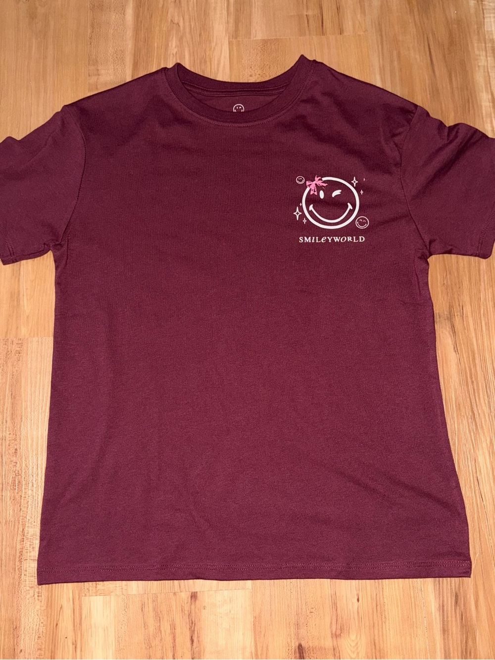 Girls' SmileyWorld "Trust The Process" Maroon Oversized Graphic T-Shirt